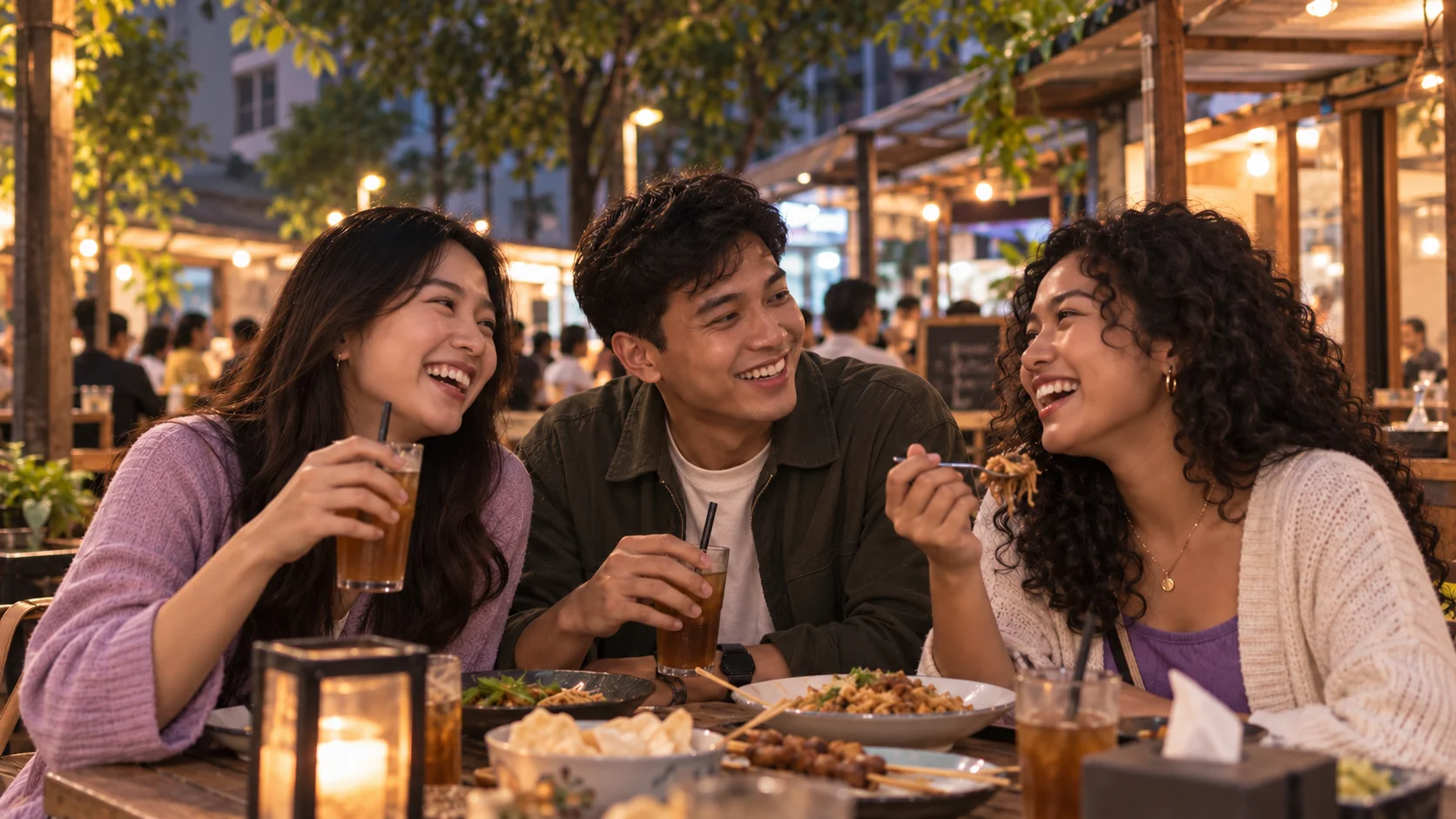 Satu kelompok pertemanan sedang hang out