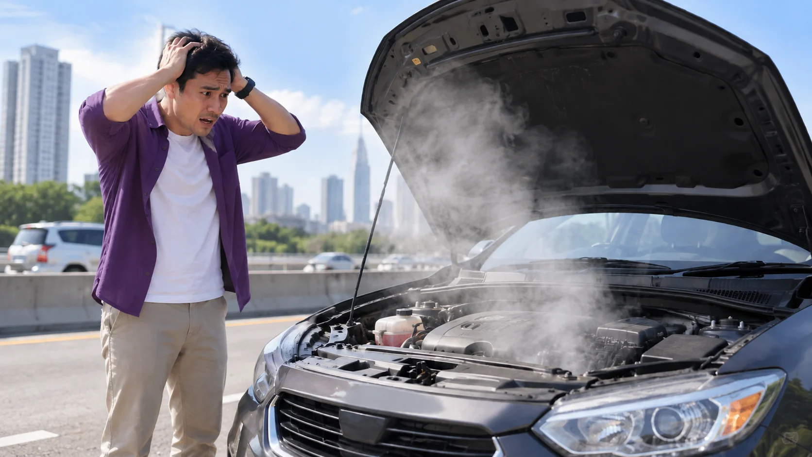 Ilustrasi mobil mengalami overheat